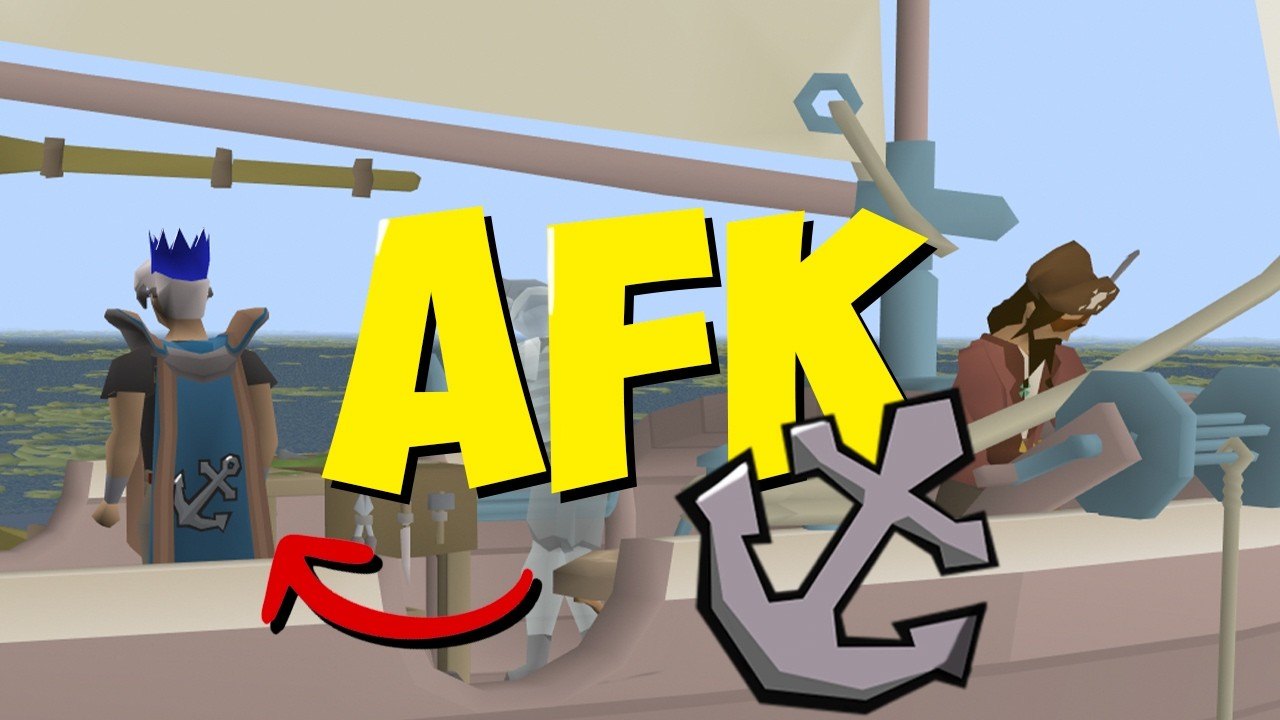 An OSRS Sailing ship using crew members and salvage hooks to collect resources while providing low-effort AFK training.