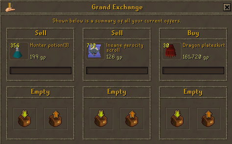 Trading rare items at the Grand Exchange in Old School RuneScape